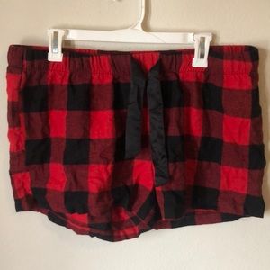 Red and black flannel soft shorts